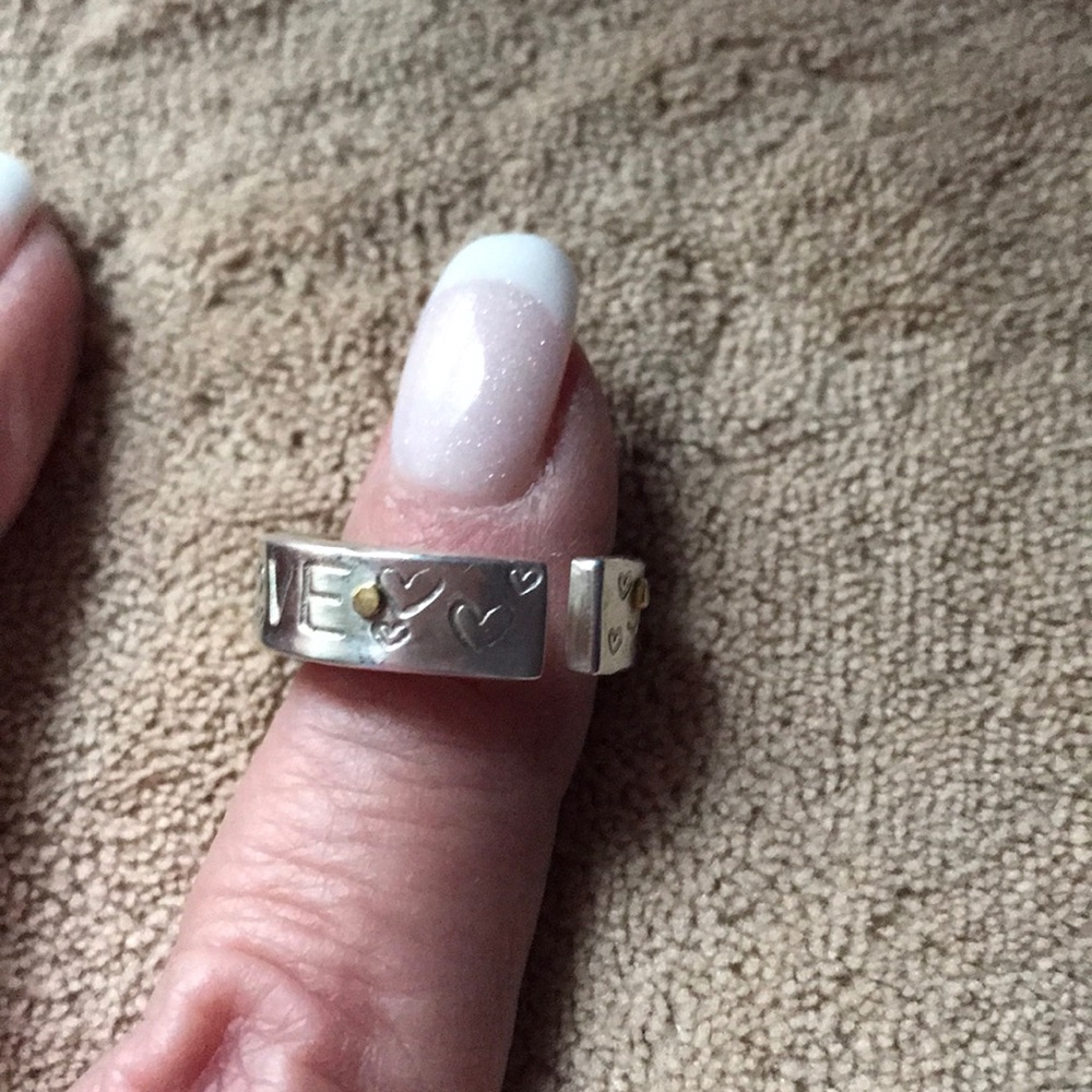 Sterling Silver & 22k Gold Handmade One of a Kind LOVE RING “Corset” Band Sz 6 - Picture 8 of 8